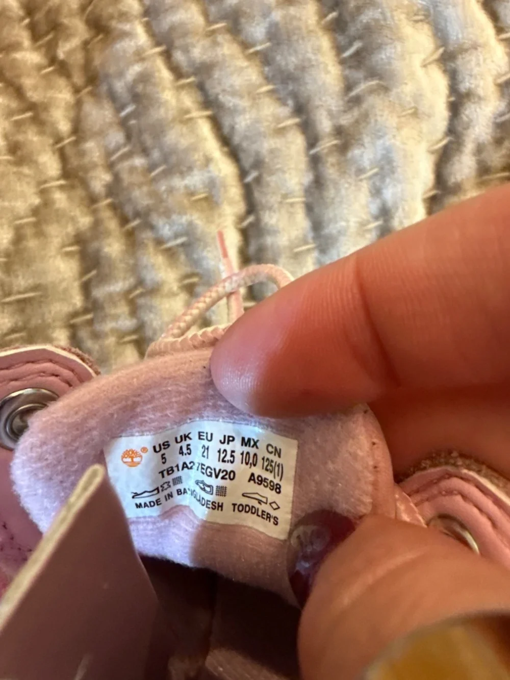 Pink leather Timberland toddler boots size 5